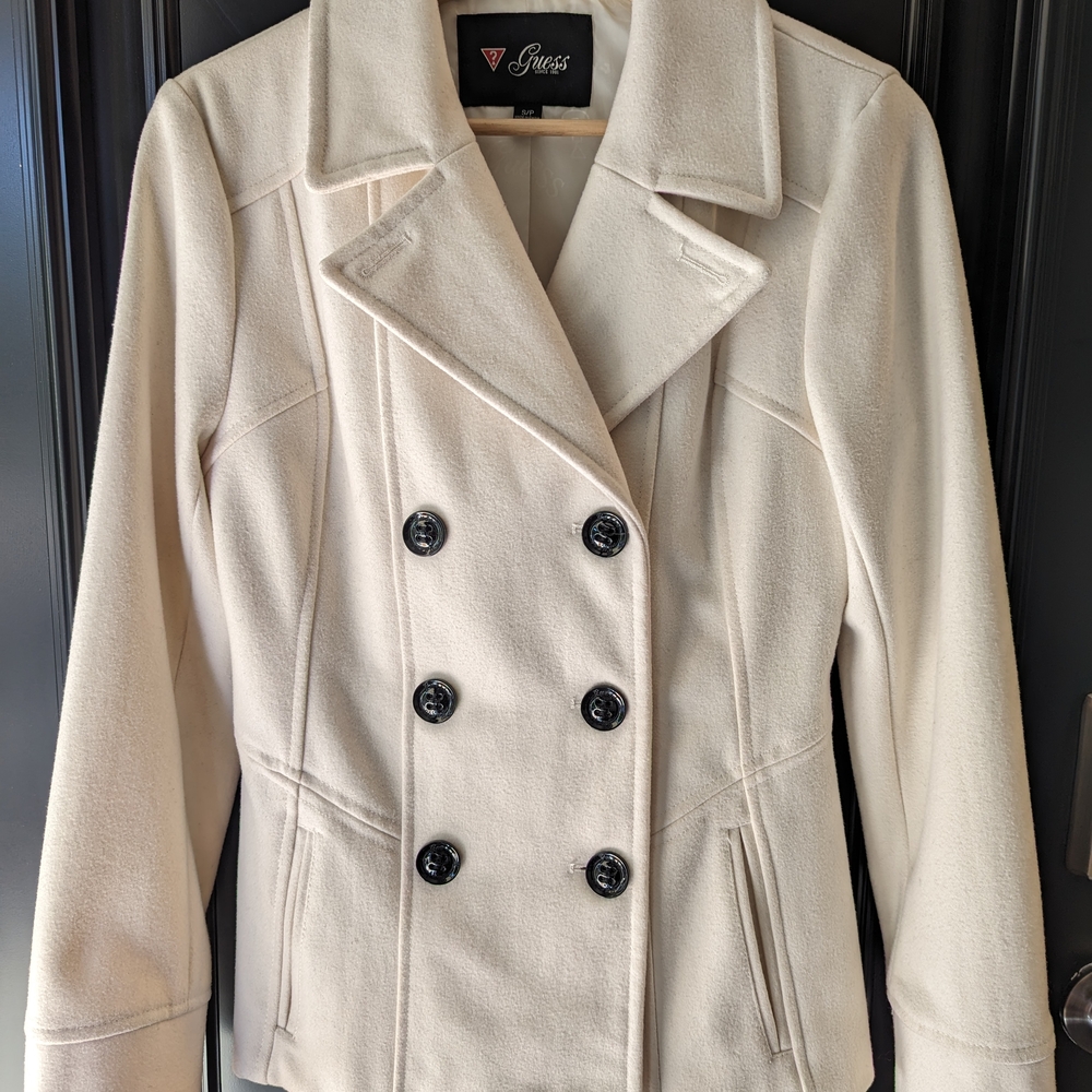 Guess Women's Cream Double-Breasted Jacket